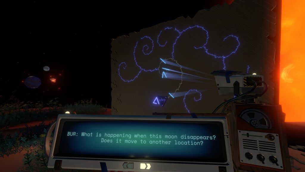 Outer Wilds: wall writings left from an ancient civilization. Those branches are basically nested comments sections!